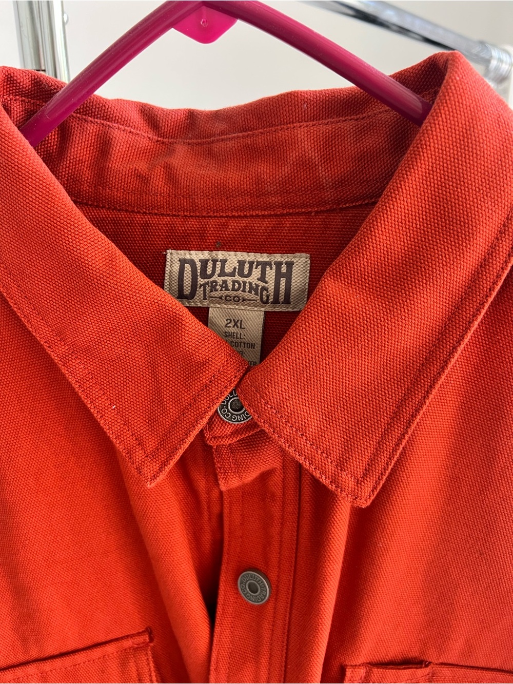 Duluth Trading Co Men's Orange Button-Front Work Shirt